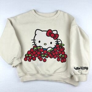 Zara Kids Hello Kitty‎ Cherry Sweatshirt Cream Long Sleeve Sanrio Size 6